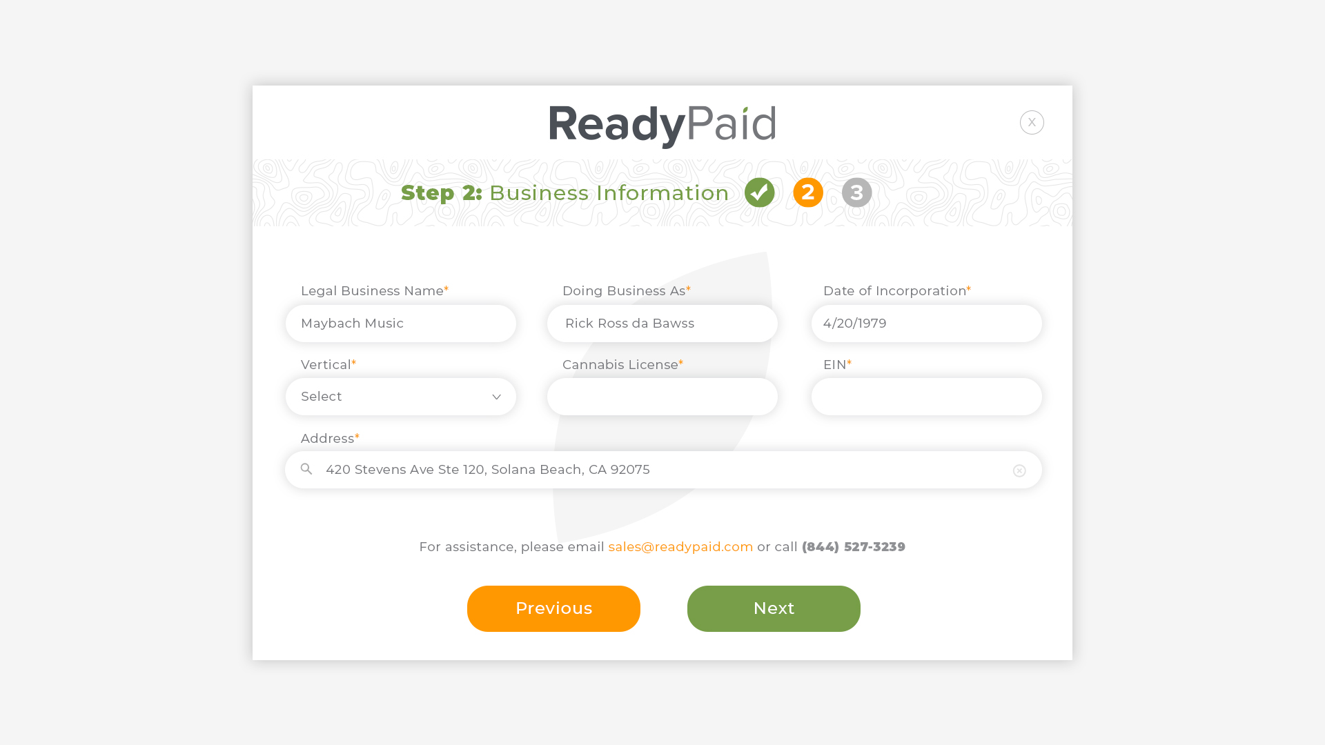 Business Info - Has Account