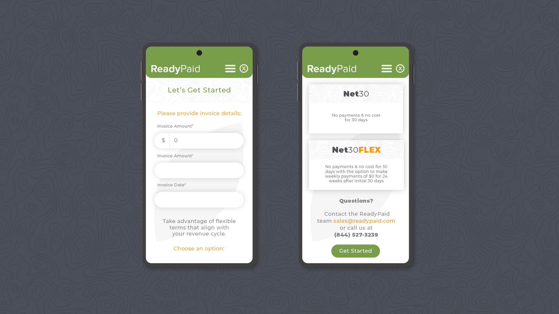 Let Get Started - Invoice page