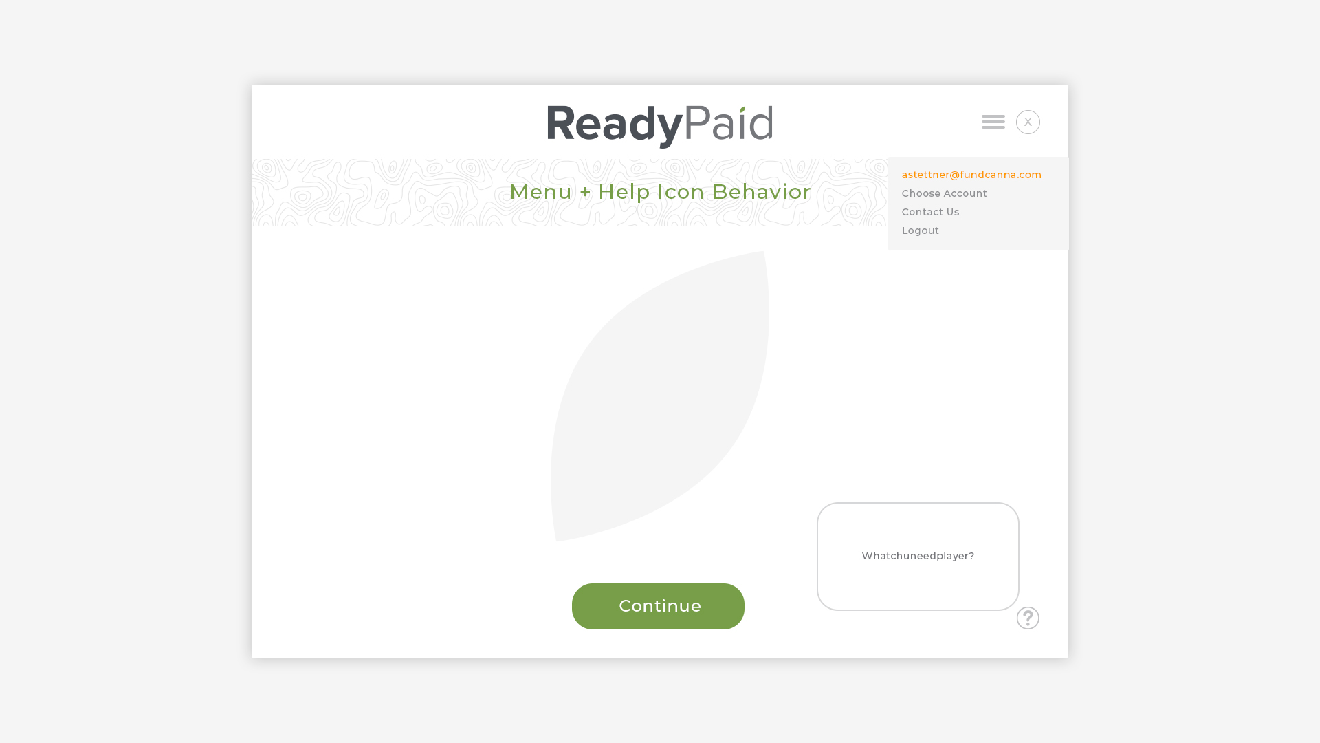 Menu and Help Icon Behavior