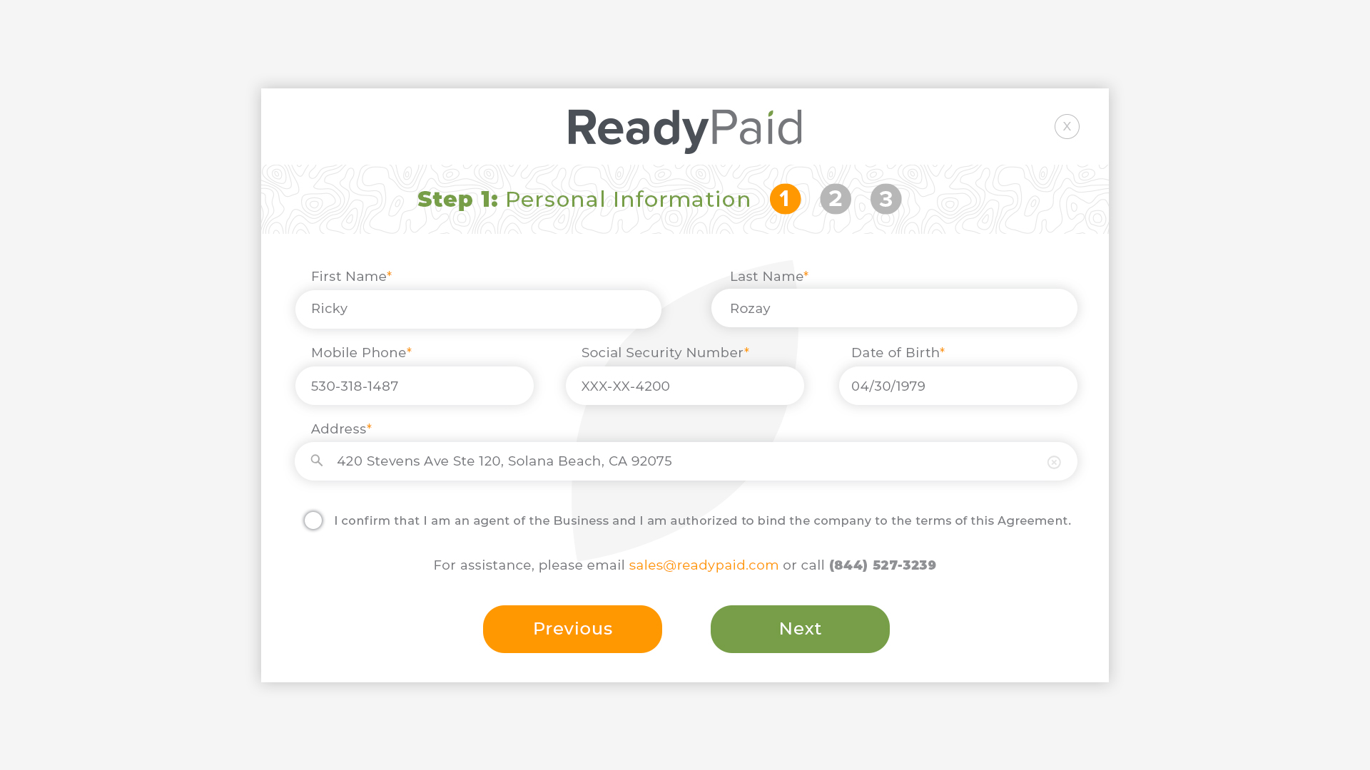 Personal Info - Has Account