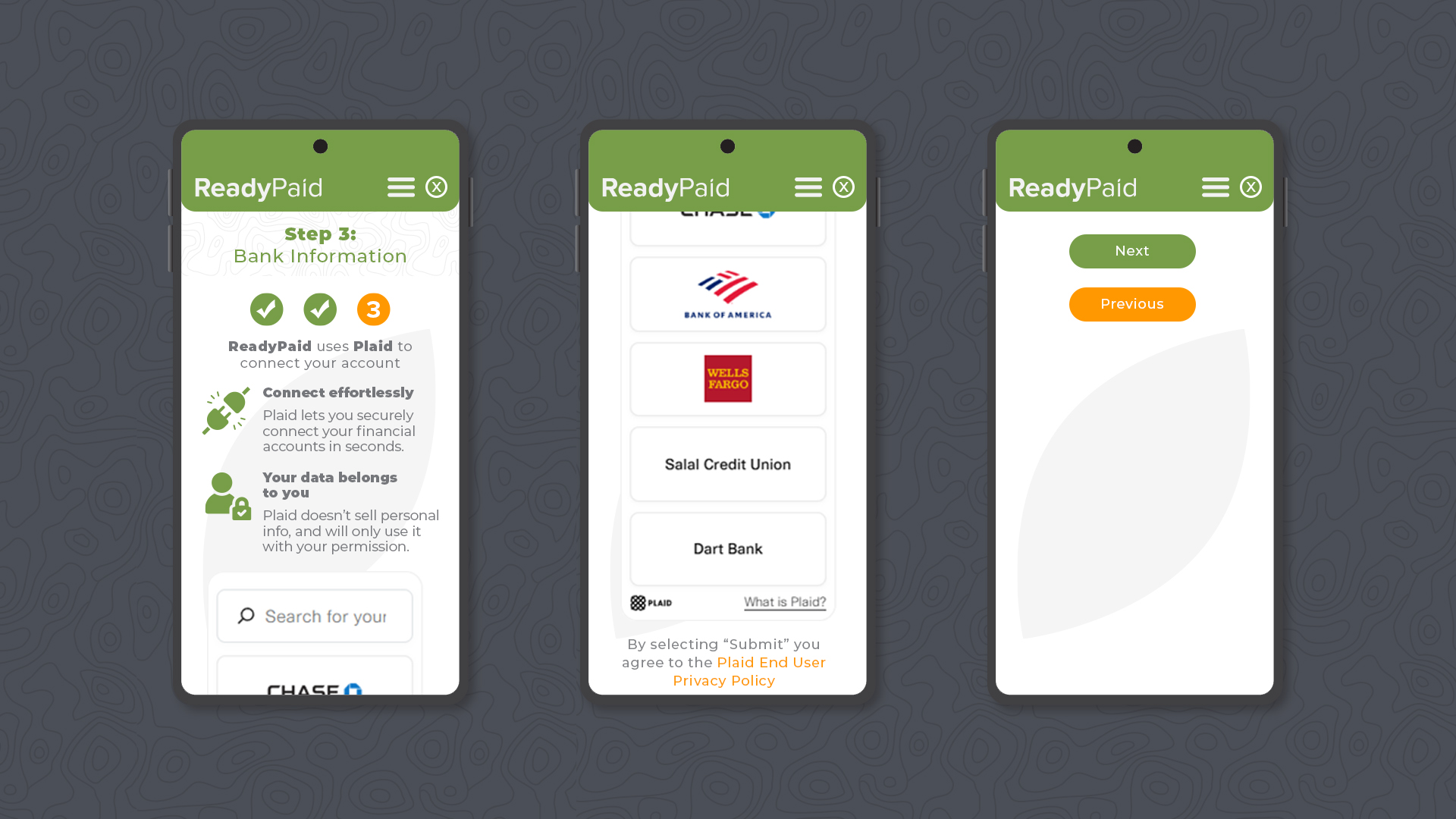 Step 3 - Bank Information